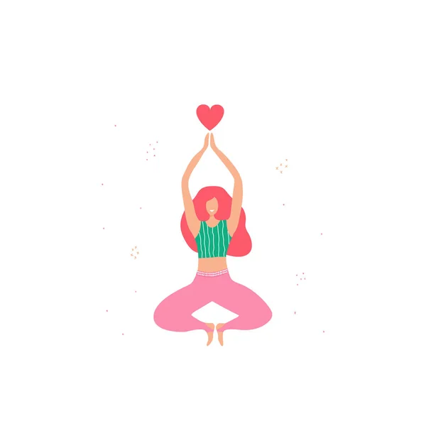 Isolé jeune femme caractère faire du yoga — Image vectorielle