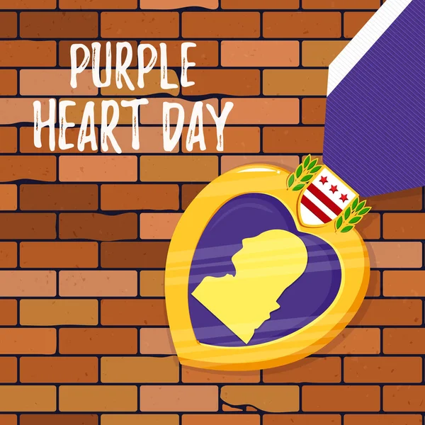 Tarjeta de plantilla vectorial Purple Heart Day — Vector de stock