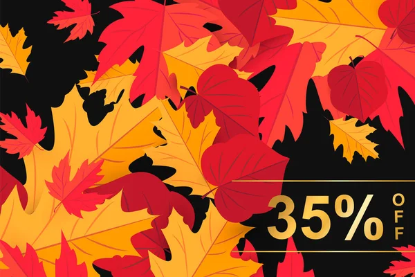 Plantilla Banner de venta de temporada con hoja de otoño — Vector de stock