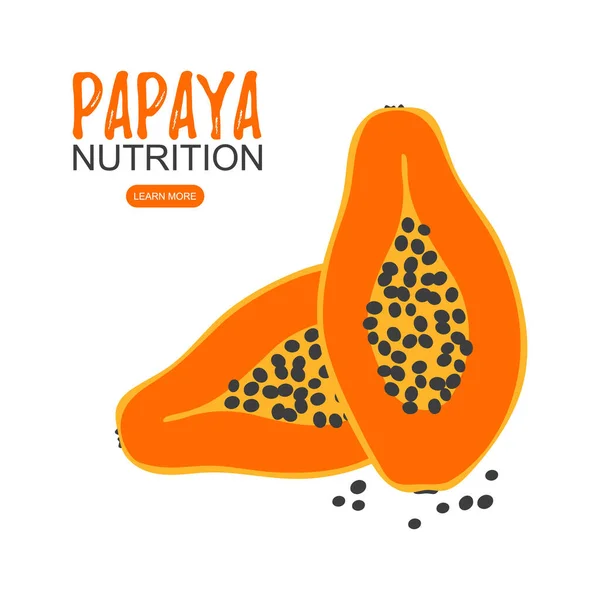 Papaya nutrizione poster modello concept design — Vettoriale Stock