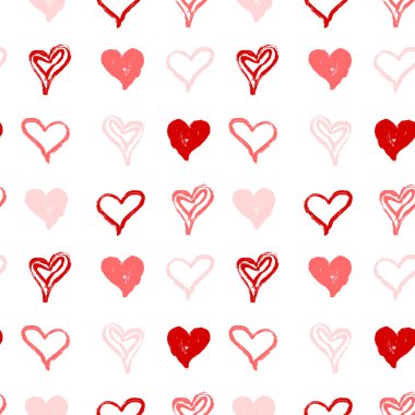 Kusursuz desen, elle çizilmiş kalpler.