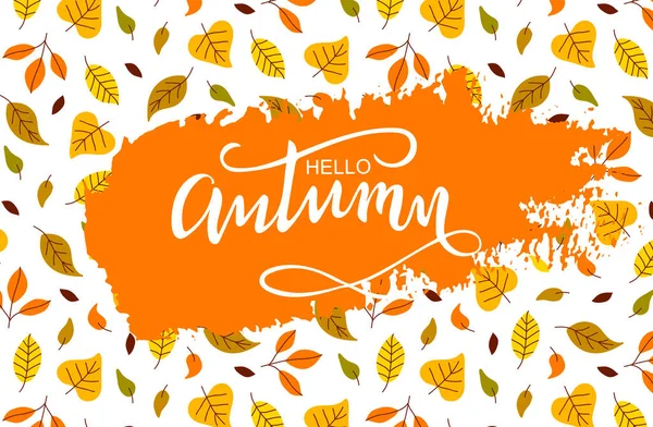 Hello autumn hand lettering word — Stock Vector