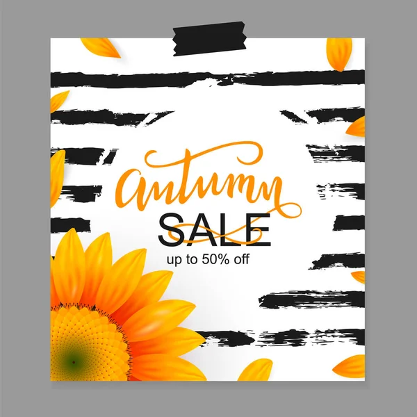 Vektor-Illustration, Herbst Verkauf Tag-Design mit Herbst-Sonnenblume — Stockvektor