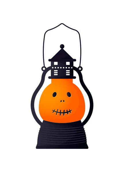 Lámpara de calabaza linda aislada. Vector divertido personaje de dibujos animados — Archivo Imágenes Vectoriales