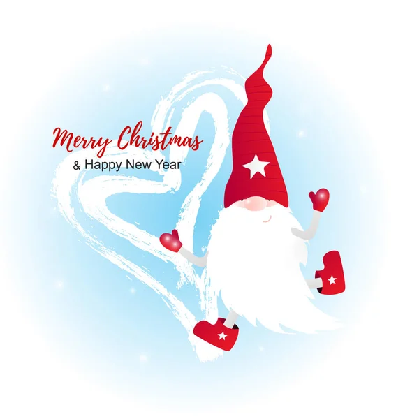 Καλά Χριστούγεννα κάρτα με χαριτωμένο gnome — Διανυσματικό Αρχείο