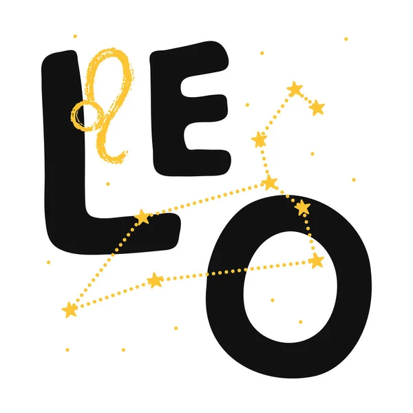 Leo Vector Dierenriemteken. Handschrift horoscoop — Stockvector