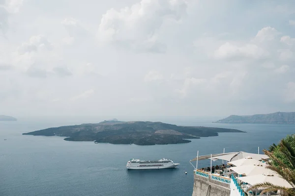 scenic view from hotel on sea in majestic Santorini, South Aegean, Thira, Santorini, Greece