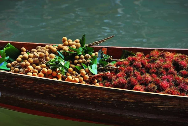 Exotische Thaise Groenten Boot Drijvende Markt Thailand — Stockfoto