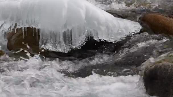 纯净的冰川水 吉尔吉斯斯坦山区的山河 — 图库视频影像