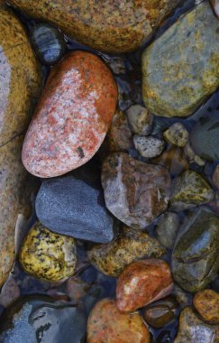 Renkli taşlar bileşimi. Kırgızistan dağlarında bir dağ nehir taşları 