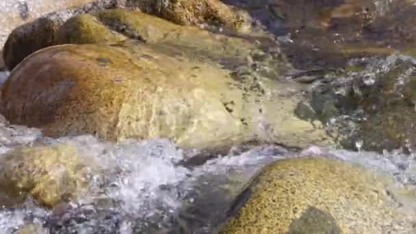 山の川で純粋な氷河水 天山山脈 キルギスタン スローモーションでイメージ — ストック動画