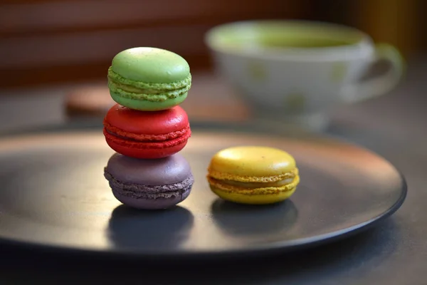 Colored Macaroons Background Soft Bokeh — Stock Photo, Image