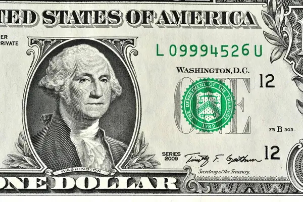 One dollar bill. One-dollar close-up, macro photo