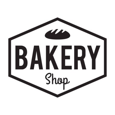 Pastane dükkanı rozet/etiket ile ekmek. Tabela, baskılar ve pullar için