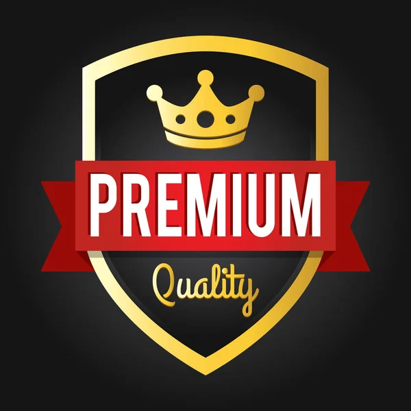 Premium Kalite Damgası Altın Parlak Hakiki Ticaret Etiket Rozeti Salonu — Stok Vektör