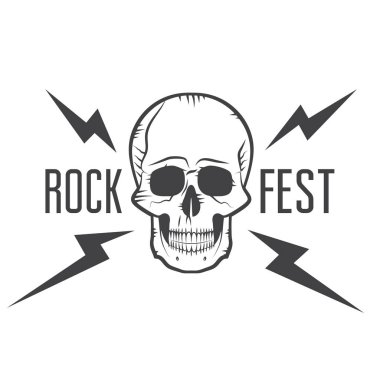 Kafatası ile Rock fest rozet etiket. Heavy metal hardcore Müzik Festivali. Tabela, baskılar ve pullar için