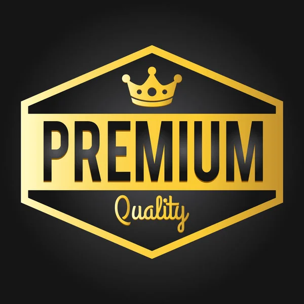 Σφραγίδα Ποιότητας Premium Χρυσό Λαμπερό Γνήσια Εμπορίου Ετικέτα Σήμα Σκούρο — Διανυσματικό Αρχείο