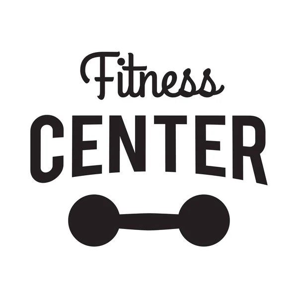 Fitness Centro Fitness Hipster Tipografico Tema Badge Label Con Peso — Vettoriale Stock