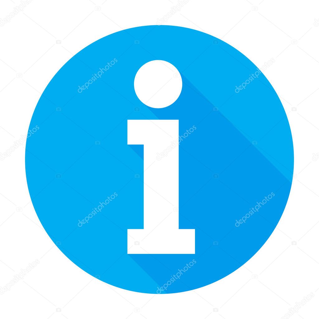 Info icon Flat information button sign symbol, sticker. For web design mobile user interface