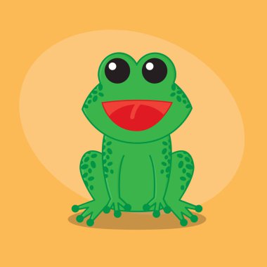 Düz hayvan hayvanat bahçesi karakter karikatür kart kurbağa