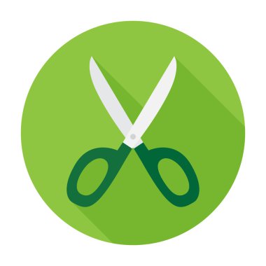 Makas simgesi düz işareti sembolü, sticker. Okul için, ofis