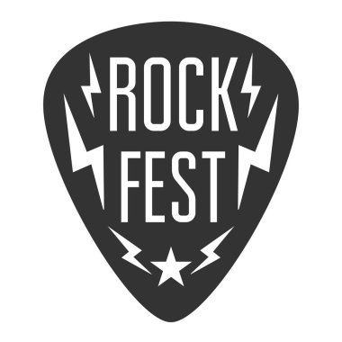 Rock Fest logosu bant rozeti. Gitar seçmeli. Yıldırım cıvatalı arabulucu