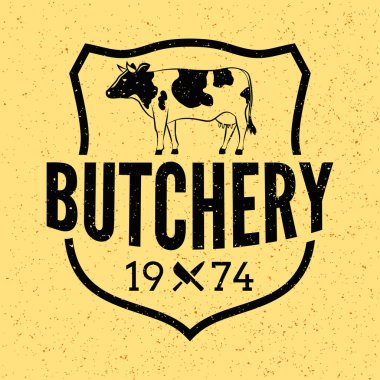 Kasap etiketi rozeti. Kasap etler poster