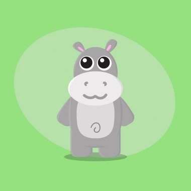 Hippopotamus karikatür düz sevimli hayvanhayvan bahçesi kartı çocukluk karakteri