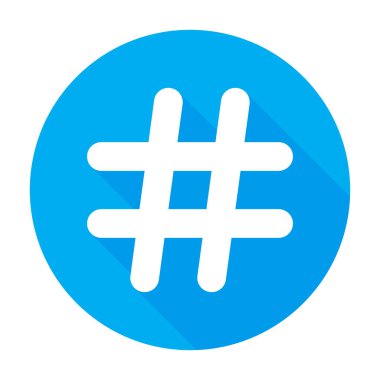 Hashtags Icon Flat işaret sembolü, etiket değil. Sosyal medya için 