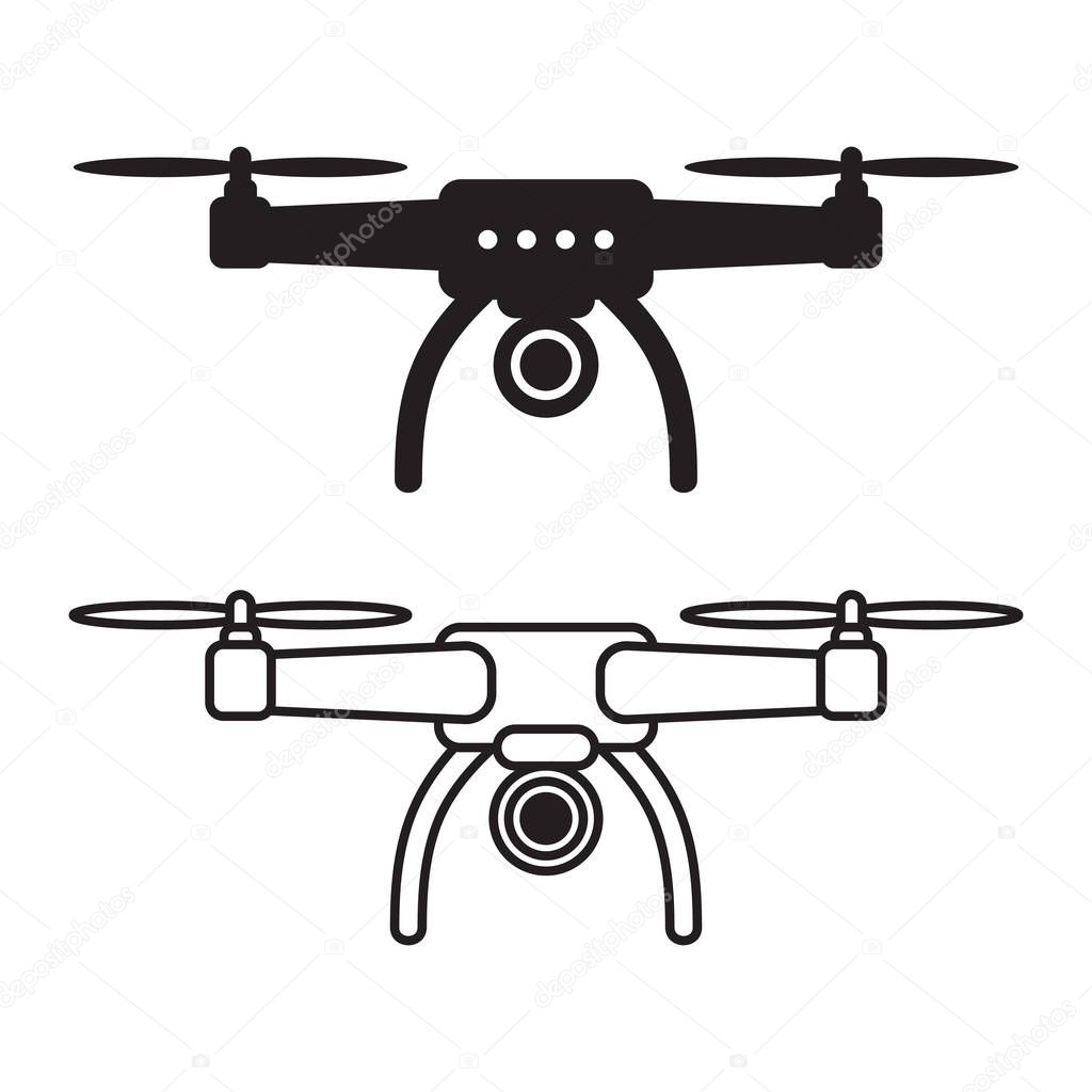 Drone flying with aerial camera Badge Label graphic design logo