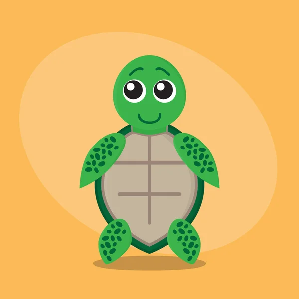 Kaplumbağa karikatür düz kart — Stok Vektör