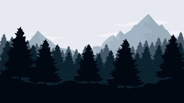 Landskap med berg, sky och skogen — Stock vektor