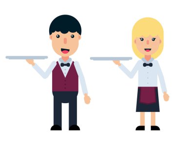 Erkek ve kadın garson ve garson set 