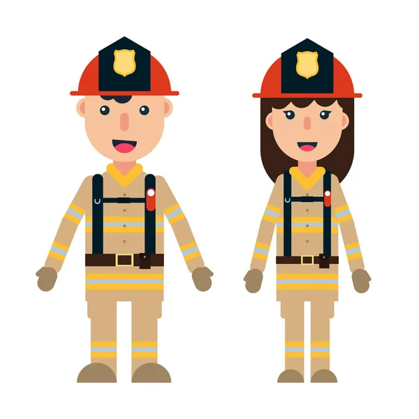 Male and female firefighters set