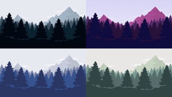Landskap med berg, himmel och skog — Stock vektor