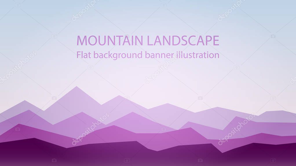 Landscape banner with mountains. Abstract Hills silhouette template. 