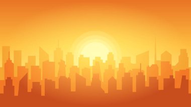 Modern şehir silueti. Kentsel manzara. Düz gündüz Cityscape binalar. Şehir siluetleri 