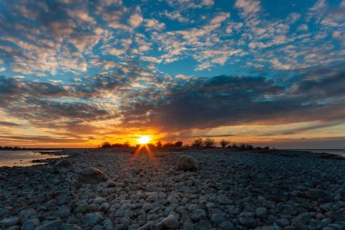 Stoney Beach 'te gün batımı
