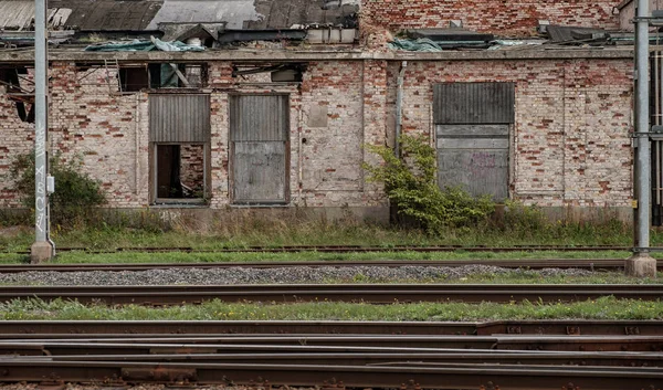 Old Train Station Broken Windows Broken Roofs — Stock Photo, Image