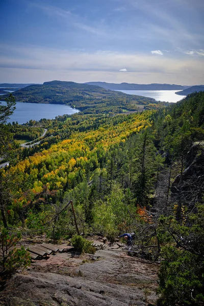 Belas Vistas Alta Costa Montanha Skule Com Floresta Nas Cores — Fotografia de Stock