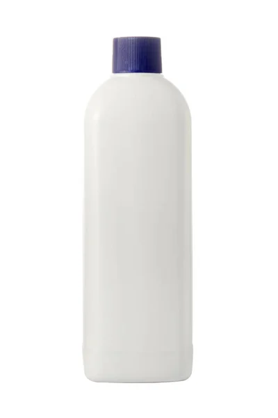 Detergente Bottiglia Plastica Bianca Isolata Sfondo Bianco Con Percorso Ritaglio — Foto Stock