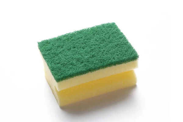 Yellow Dishwasher Sponge Isolated White Background — Stock Photo, Image