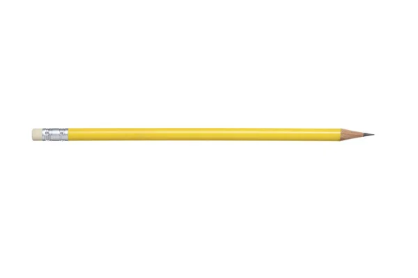クリッピングパスとコピースペースを持つ白い背景に分離された消しゴム付き鉛筆 — ストック写真