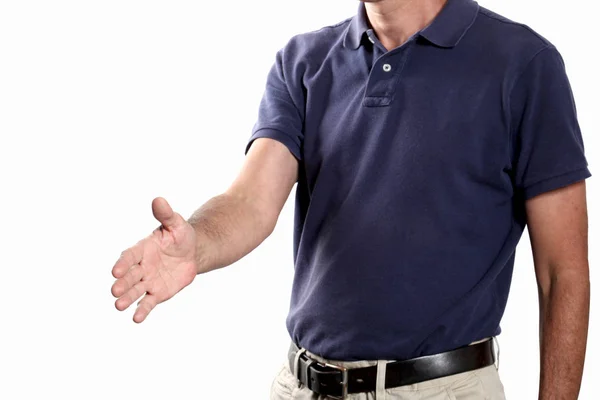 Hand Shake Concept Man Offer His Hand Shake Isoalted White — Stock Photo, Image