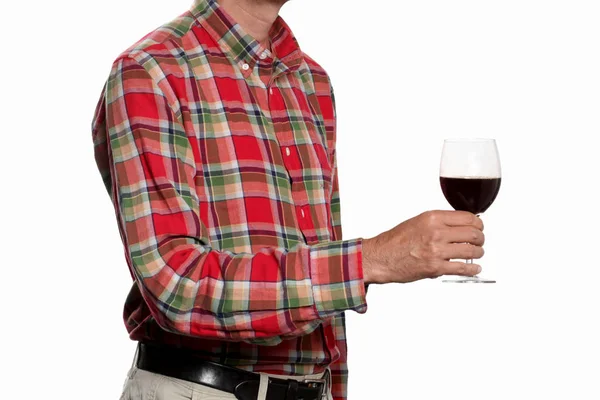 Glas Toast Koncept Man Stiger Upp Ett Glas Rött Vin — Stockfoto