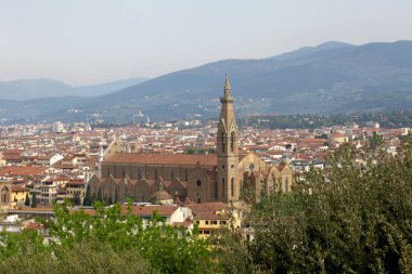 Nisan 22 2019, Floransa, İtalya: santa croce kilisesi metin için kopya alanı ile üstten görünümü