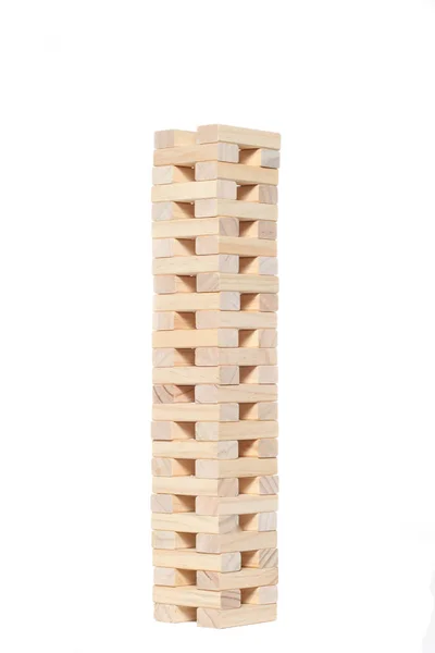Zabawka Bloków Drewnianych Białym Tle Kopią Przestrzeni — Zdjęcie stockowe