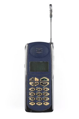 eski cep telefonu metin için kopyalama alanı ile beyaz arka plan üzerinde izole