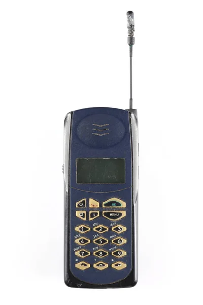 Vecchio Telefono Cellulare Isolato Sfondo Bianco Con Spazio Copia Testo — Foto Stock