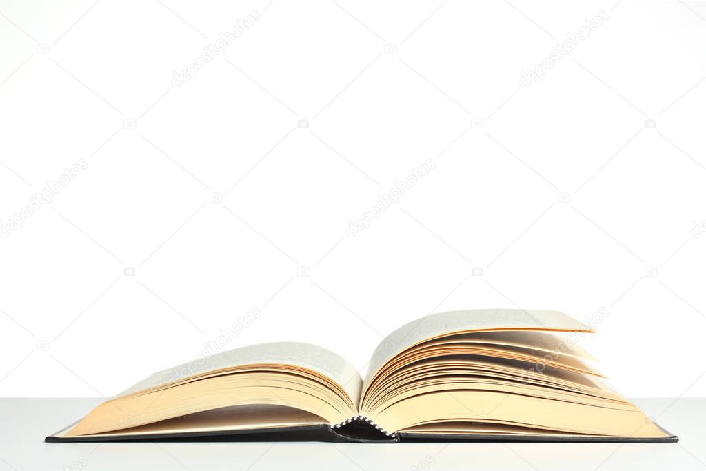 open book isolated on white background with copy space for your text
